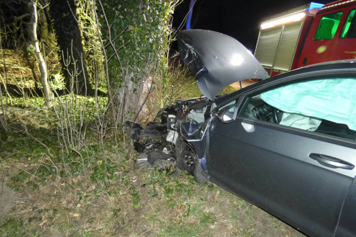 Pkw prallt gegen Baum