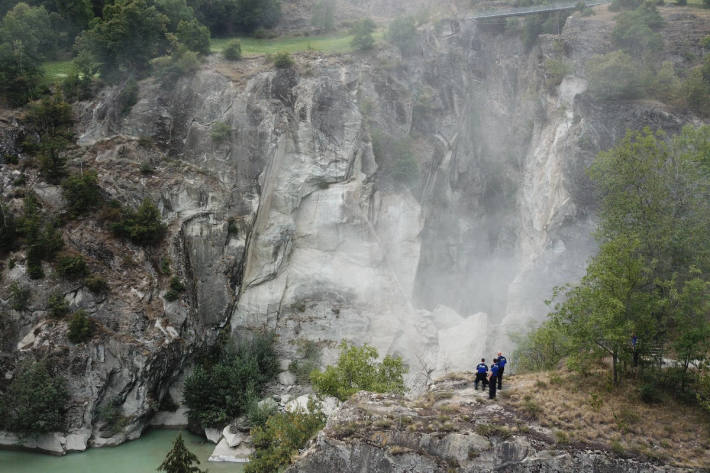 Felssturz in der Massaschlucht in Bitsch VS oberhalb des Kraftwerks