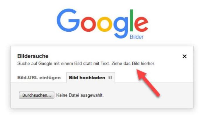 Google Bildersuche - Bild des vermeintlichen Partners hochladen (auf Kamera-Symbol im Suchfeld klicken)