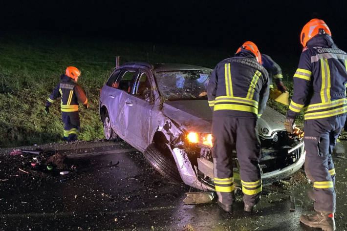 Das Fahrzeug kam von der Fahrbahn ab.