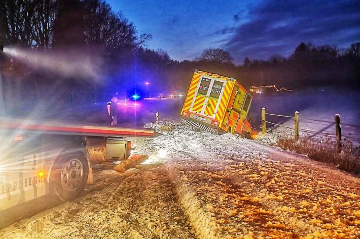 Der beteiligte Rettungswagen transportierte in Munster zur Unfallzeit glücklicherweise keinen Patienten