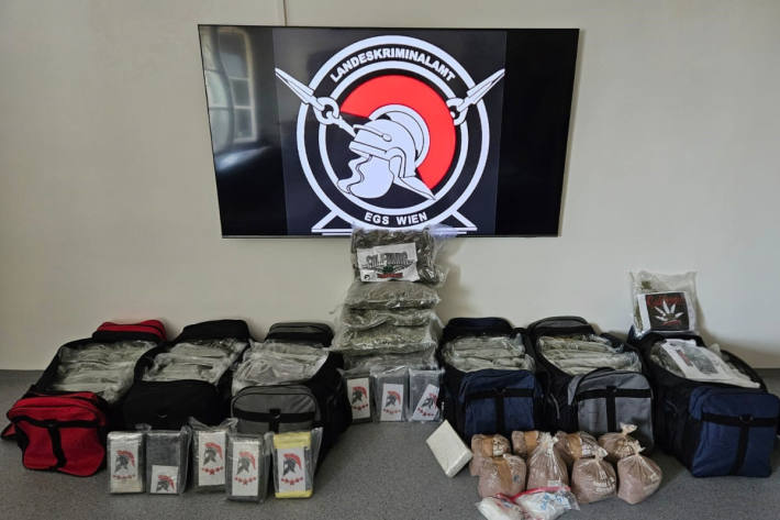 10 kg Kokain, 73 kg Marihuana, 53 g Heroin und 10.000 Euro Bargeld wurden sichergestellt.