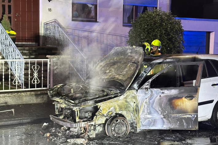 Das Feuer brach im Motorraum des Pkw aus.