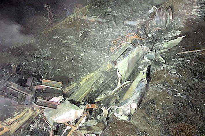 Beim Eintreffen der Feuerwehr war der Wohnwagen bereits vollständig abgebrannt.