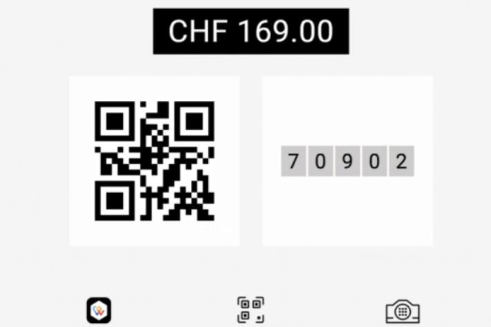 Beispiel von TWINT QR-Code und Zahlencode