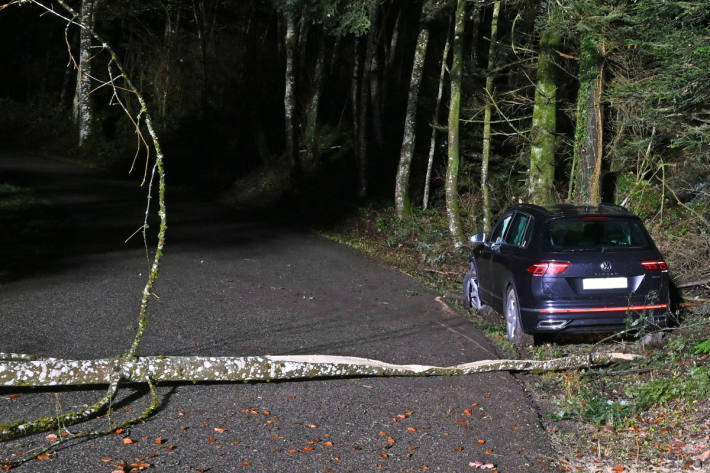 Der Fahrer fuhr in der Kurve weiter geradeaus.