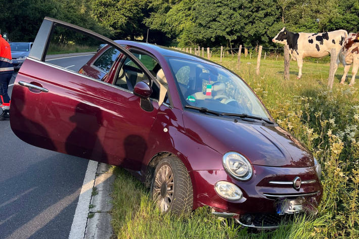 Der Fahrer verursachte mehrere Unfälle bevor er im Graben verunfallte.