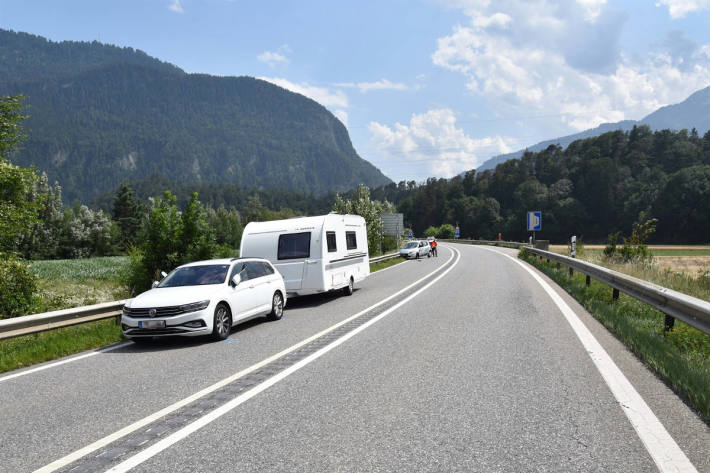  Von Abstellplatz auf Autostrasse eingefahren und kollidiert auf der A13 bei Bonaduz