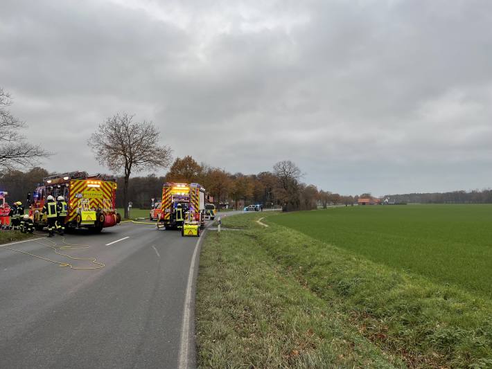 PKW fährt frontal vor Baum – Fahrer im Fahrzeug eingeschlossen