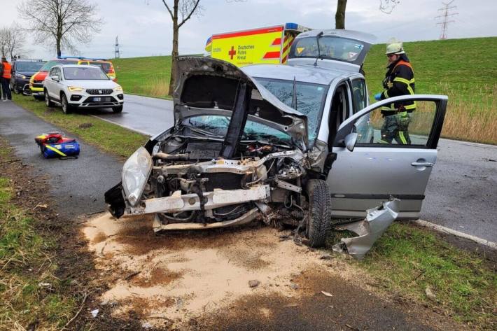 Frontal gegen einen Straßenbaum geprallt