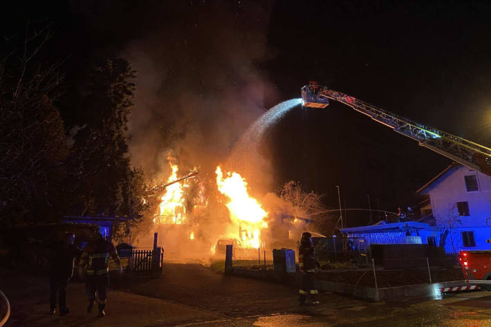 Wohnhaus in Lussy von Flammen zerstört