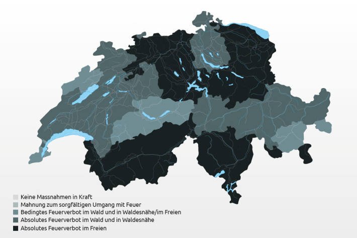 Aktuelle Massnahmenkarte zur Waldbrandgefahr