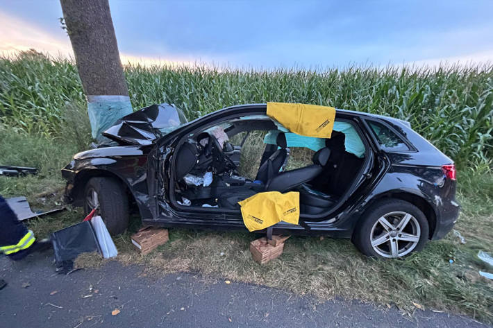 Der Pkw prallte gegen einen Baum.