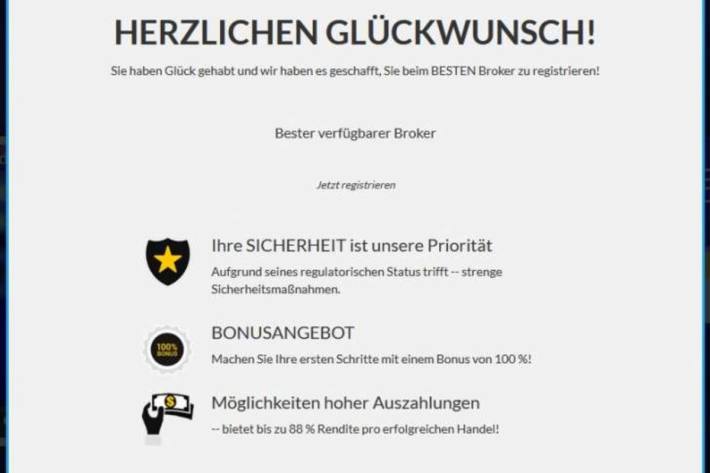 Screenshot Registrierung