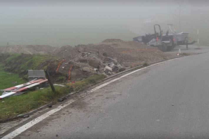 Die Baustellensignalisation wurde beschädigt