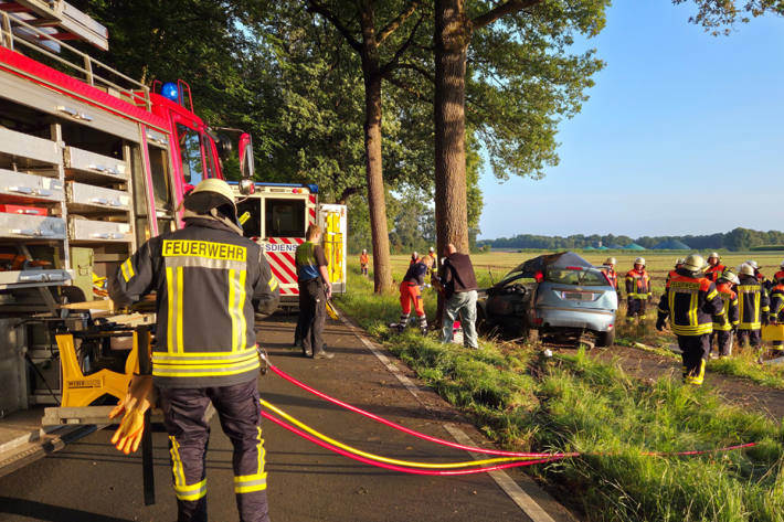 Der Pkw kollidierte mit einem Baum.