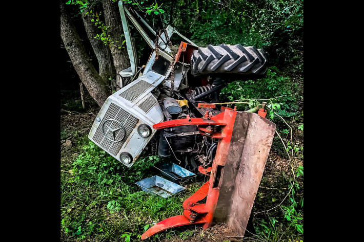 verunfallter Traktor bei Stolberg