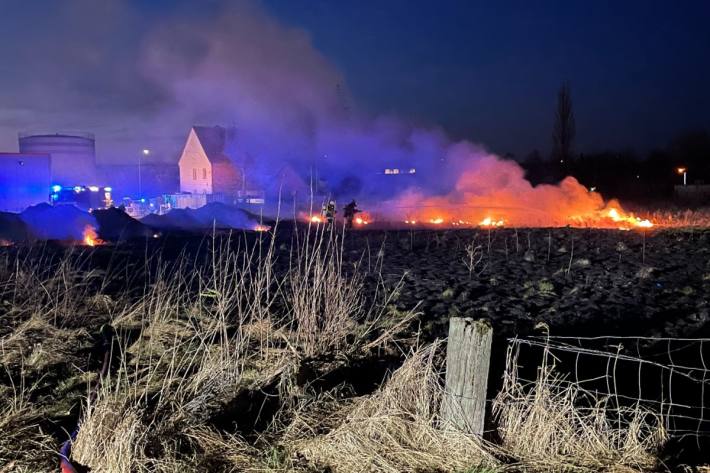 Eine Wiese stand bei Bad Meinberg in Flammen.