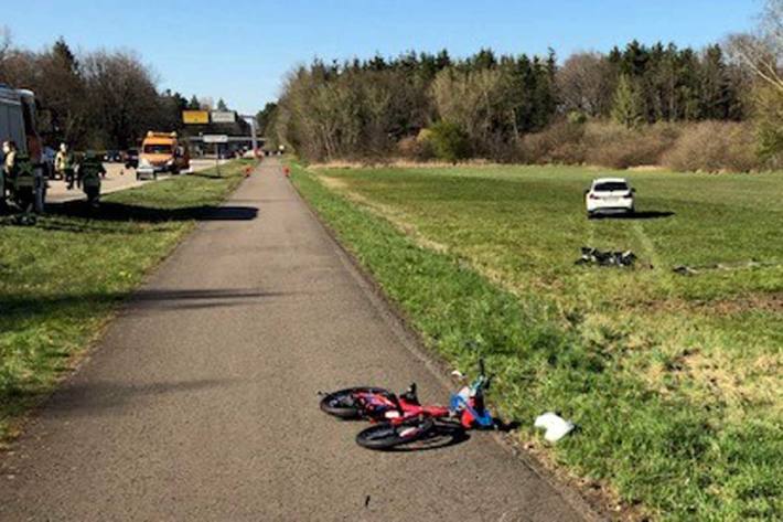 Verkehrsunfall zwischen Ramstein und Landstuhl mit schwerverletztem 5-jährigem Fahrradfahrer 