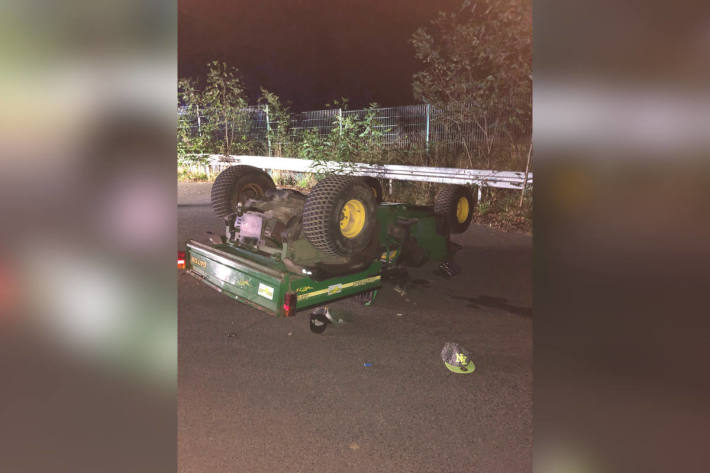 Fünf Verletzte nach Spritztour mit Arbeitsfahrzeug