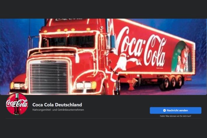 Echte Facebook-Seite von Coca Cola Deutschland.