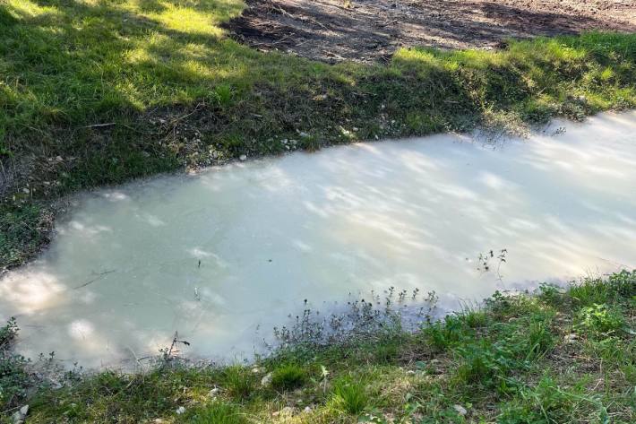 Der Grämigerbach in Bütschwil wurde durch ein Betongemisch verschmutzt.