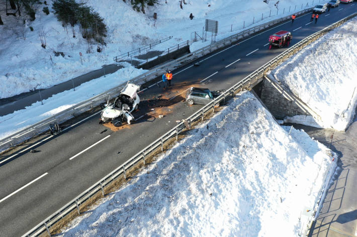 Unfallstelle auf der A28 bei Schiers