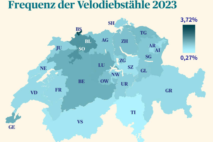 Frequenz der Velodiebstähle 2023