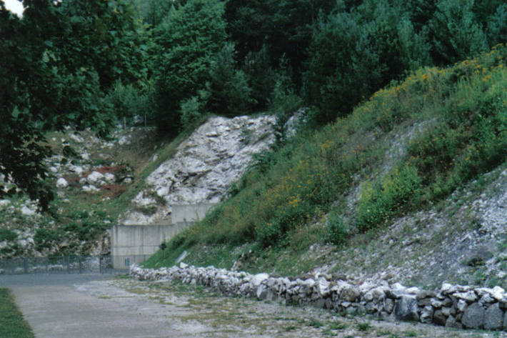 Ehemaliger Eingang zum Stollen des Tagebaus.