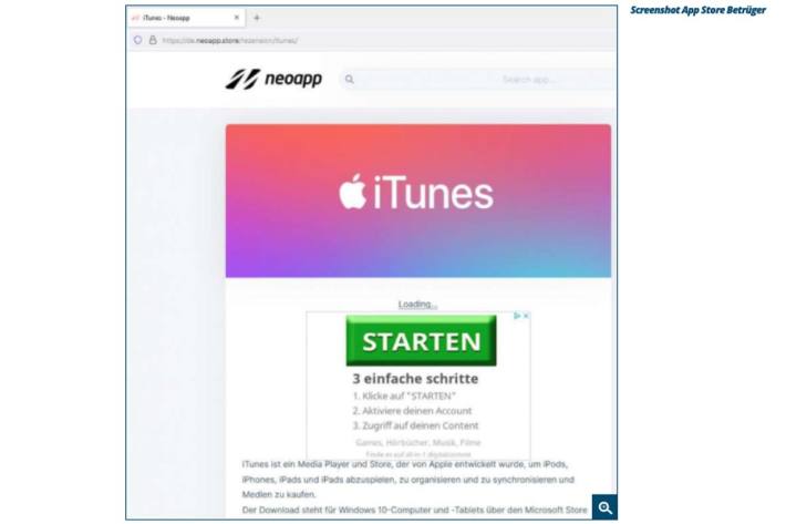 Screenshot App Store Betrüger.