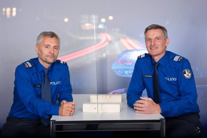 Walter Schlegel (rechts) und Peter Joos bei der KaPo Graubünden.