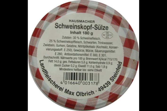 Glassplitter in „Hausmacher Schweinskopf-Sülze“