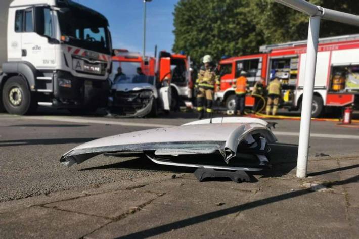 Blick auf die Einsatzstelle nach der Rettung in Essen