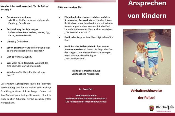 Flyer zum Thema Ansprechen von Kindern