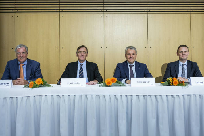 Die Verantwortlichen an der Bilanzmedienkonferenz der Suva.