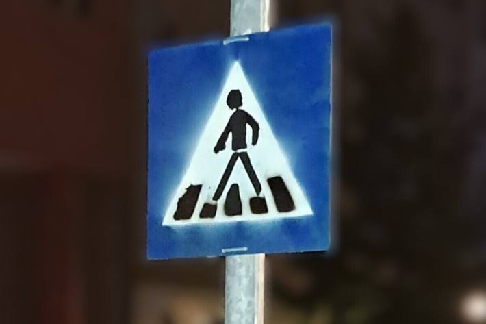 Selbstgebasteltes „Verkehrsschild“