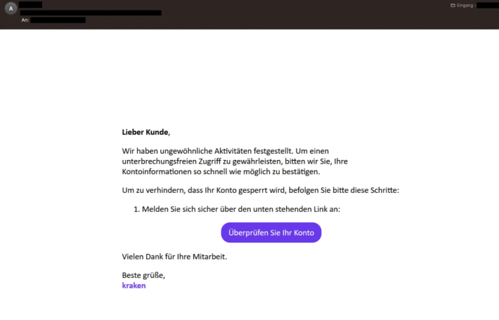 Betrügerisches Mail