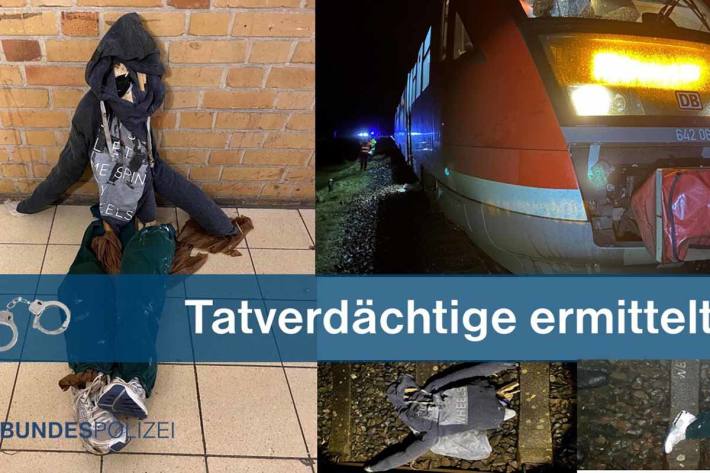 Zwei Männer sind dringend verdächtig, in zwei Fällen, menschenähnliche Puppen auf den Gleisen deponiert zu haben