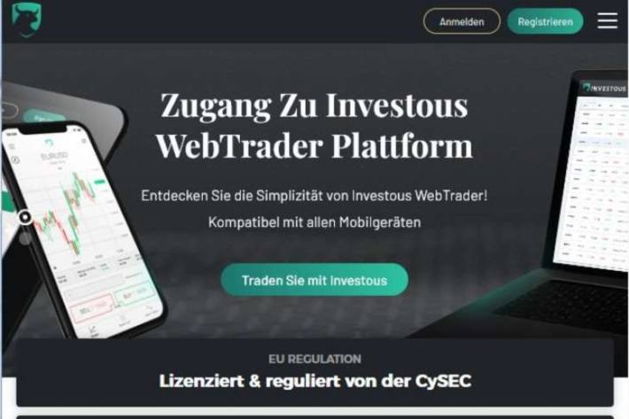 Screenshot Angebliche Trading Plattform