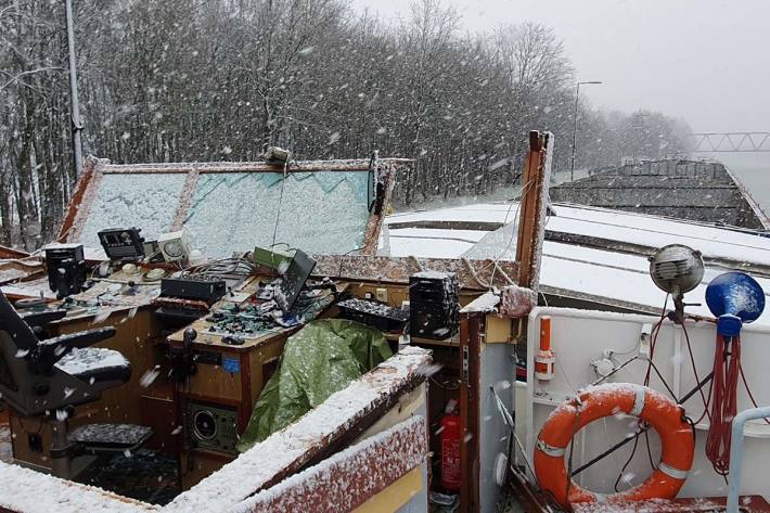 Das Schiff konnte in Mettingen seine Fahrt nicht fortsetzen