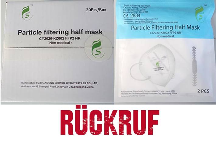 Rückruf von FFP2-Atemschutzmaske CY2020-KZ002