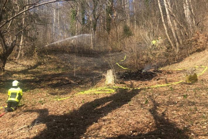 Eine Windböe verteilte gestern bei Arth SZ die Glut im Wald.