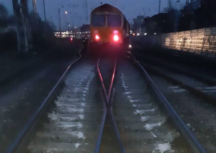 Güterlok am Abend in Osnabrück entgleist