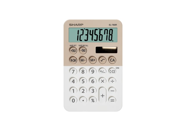 8 Digit Pocket Calculator with Twin Power - Latte