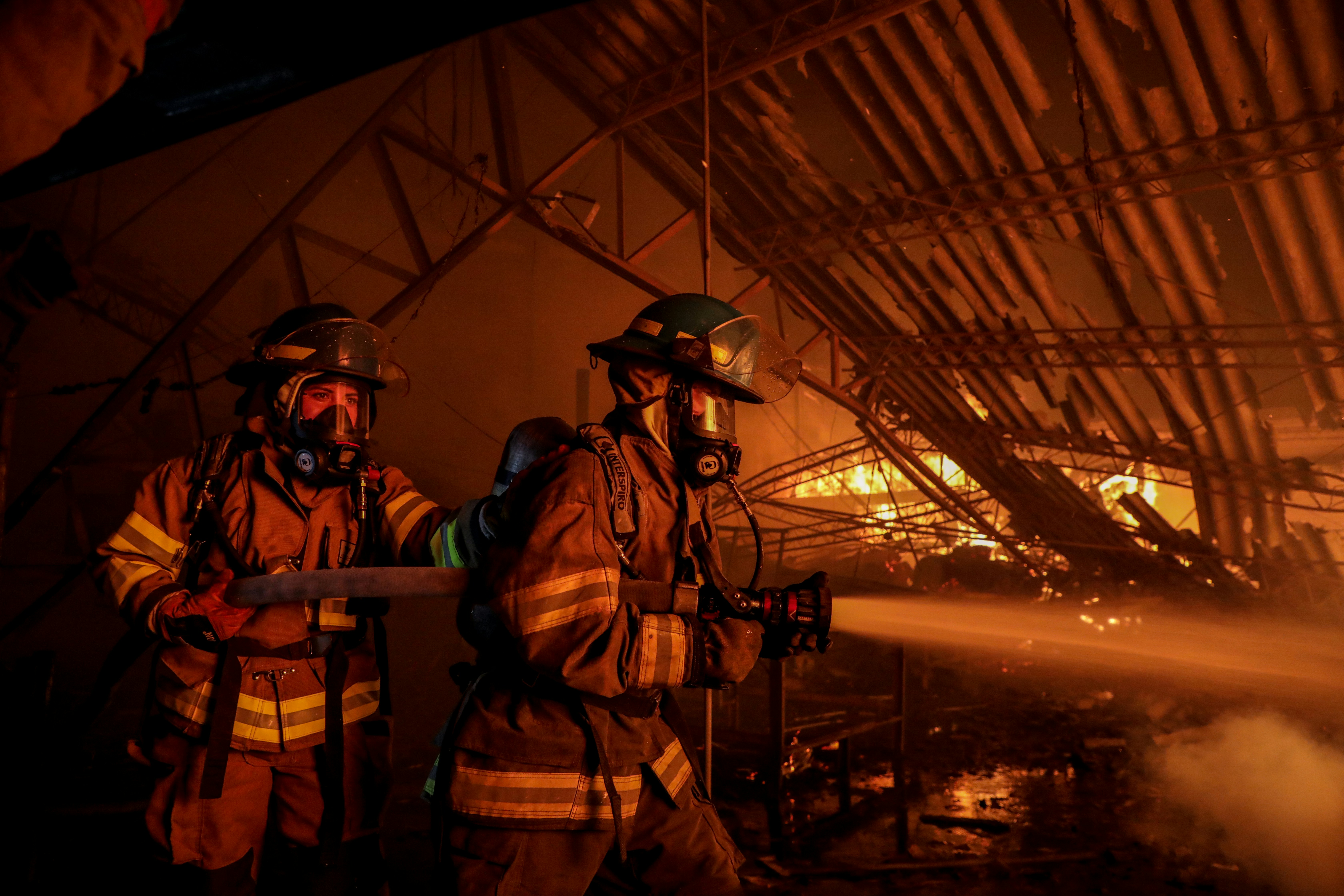 Industrial fire crew in plant