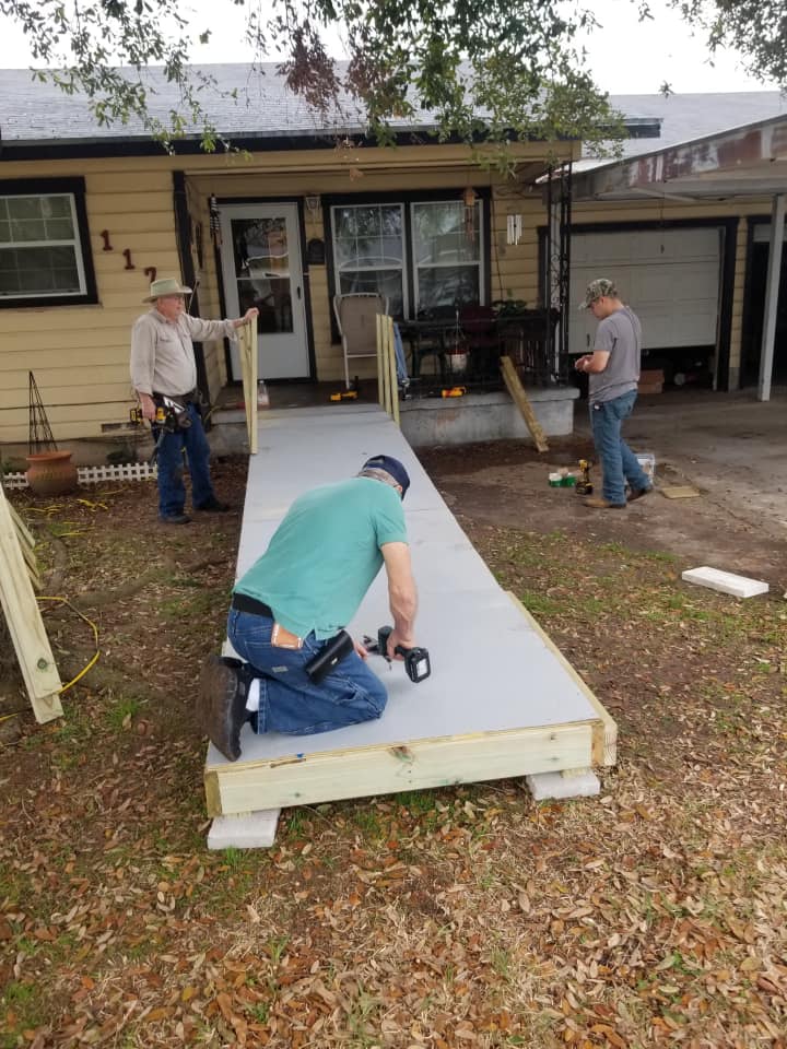 Volunteers building ramp