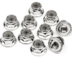 Serrated Flange Lock Nut M4 Silver Blitz (10) photo