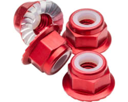 M4 Flanged & Serrated Aluminum Locknuts Red 4 pieces photo