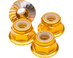 M4 Flanged & Serrated Aluminum Locknuts, Gold, 4pcs photo