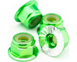 M4 Flanged & Serrated Aluminum Locknuts Green 4 pieces photo